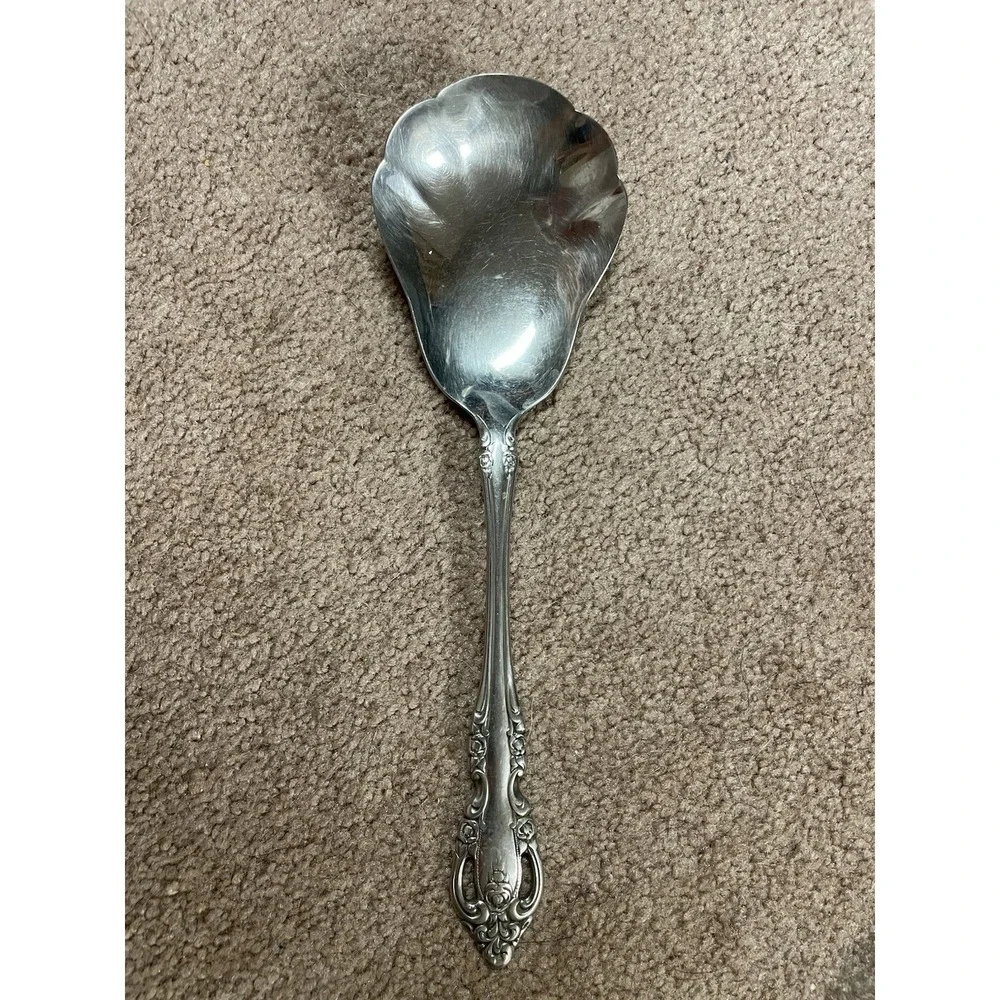 Vintage Oneida Community Stainless Rose design Brahms Set‎ of 2 Serving Spoons